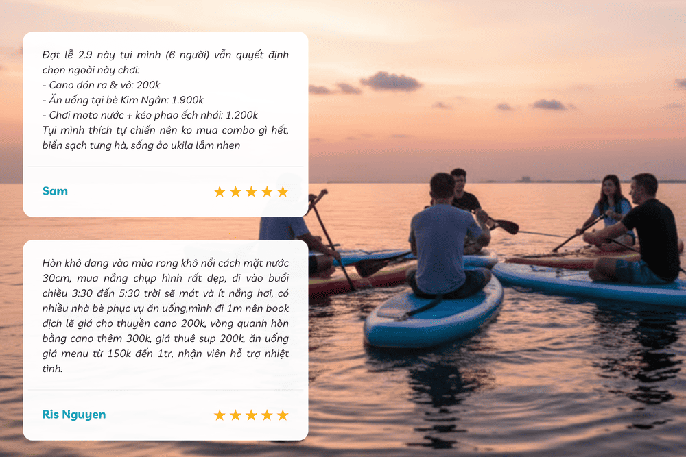 Trải nghiệm các bộ môn thể thao dưới nước khi tham quan Hòn Khô (Nguồn: Internet)